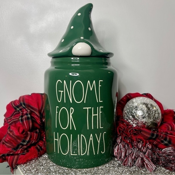 Rae Dunn Holiday Cookie Jar Green Gnome For The Holidays Christmas Decor New - Picture 2 of 9